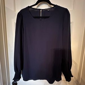 Adrianna Pappell long sleeve top, navy, size large
